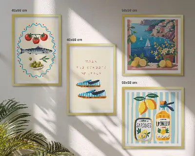 Wanddeko-Set italienische Aromen in farbenfrohen Bildern