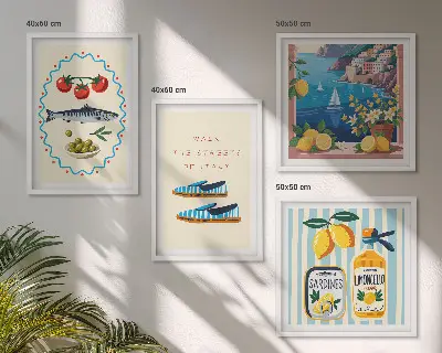 Wanddeko-Set italienische Aromen in farbenfrohen Bildern