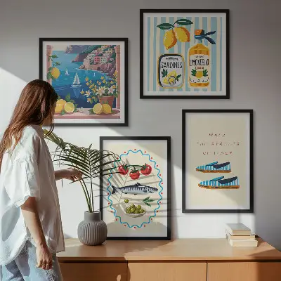 Wanddeko-Set italienische Aromen in farbenfrohen Bildern