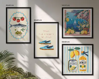 Wanddeko-Set italienische Aromen in farbenfrohen Bildern
