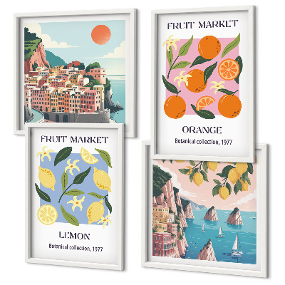 Polyptychon mit rahmen Obstposter Zitronen Orangen