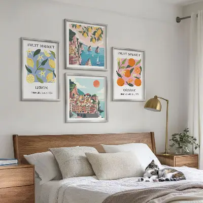 Obstposter Zitronen Orangen als Polyptychon mit Rahmen