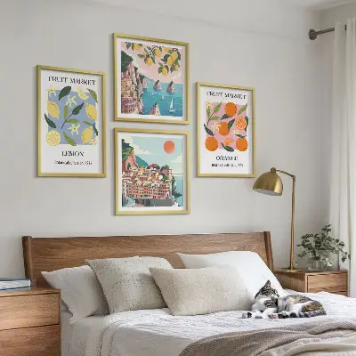 Obstposter Zitronen Orangen als Polyptychon mit Rahmen
