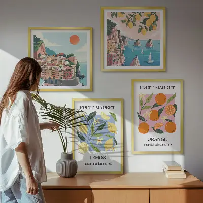 Obstposter Zitronen Orangen als Polyptychon mit Rahmen