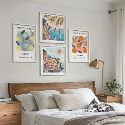 Obstposter Zitronen Orangen als Polyptychon mit Rahmen