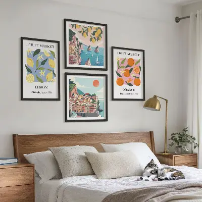 Obstposter Zitronen Orangen als Polyptychon mit Rahmen