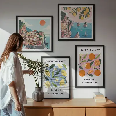 Obstposter Zitronen Orangen als Polyptychon mit Rahmen