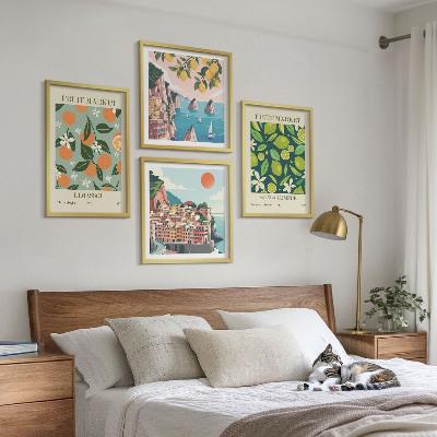 Polyptychon mit rahmen Vintage-Poster mit Fruchtmustern