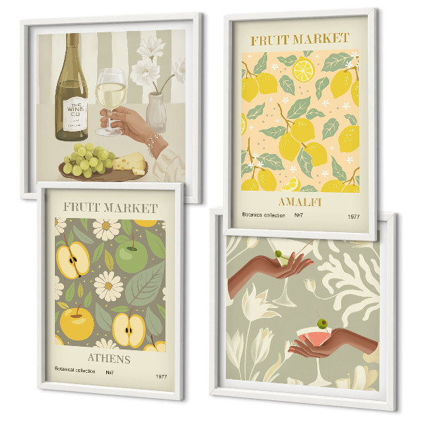 Wanddeko-set Fruchtige Muster italienischer Wein