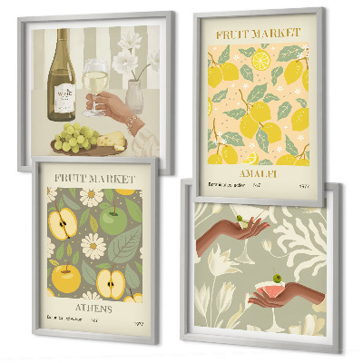 Wanddeko-set Fruchtige Muster italienischer Wein