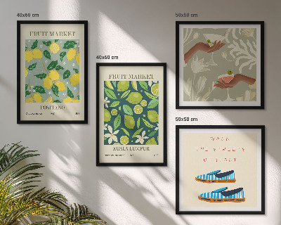Polyptychon mit rahmen Italienische Poster mit Fruchtmotiven