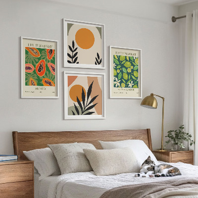 Polyptychon mit rahmen Boho-Papaya-Fruchtmuster