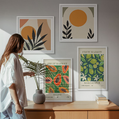 Polyptychon mit rahmen Boho-Papaya-Fruchtmuster