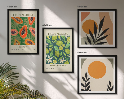 Polyptychon mit rahmen Boho-Papaya-Fruchtmuster