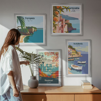 Polyptychon mit rahmen Retro-Ansichten von Städten auf der ganzen Welt