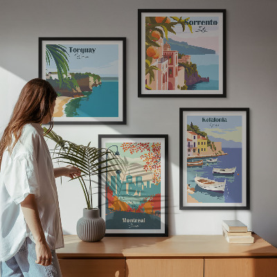 Polyptychon mit rahmen Retro-Ansichten von Städten auf der ganzen Welt