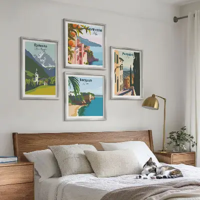 Wanddeko-Set mit Motiven von Berglandschaften und Städten