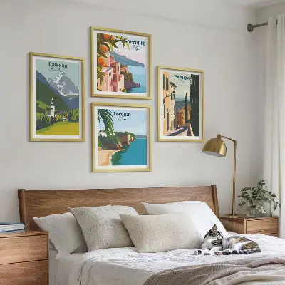 Wanddeko-Set mit Motiven von Berglandschaften und Städten