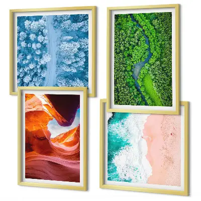 Grün der Wasserschlucht im Winter als gerahmtes Polyptychon