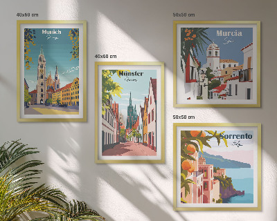 Polyptychon mit rahmen Europäische Städte in farbigen Illustrationen