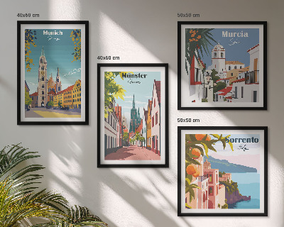 Polyptychon mit rahmen Europäische Städte in farbigen Illustrationen