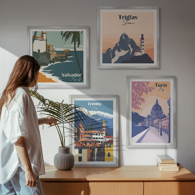 Polyptychon mit rahmen Illustrationen zur Retro-Architektur der Berge