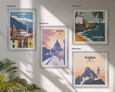 Polyptychon mit rahmen Illustrationen zur Retro-Architektur der Berge