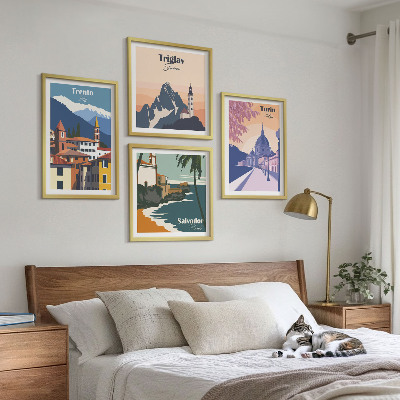 Polyptychon mit rahmen Illustrationen zur Retro-Architektur der Berge