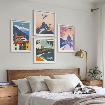 Polyptychon mit rahmen Illustrationen zur Retro-Architektur der Berge