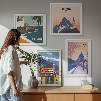 Polyptychon mit rahmen Illustrationen zur Retro-Architektur der Berge