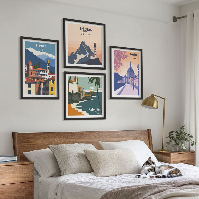 Polyptychon mit rahmen Illustrationen zur Retro-Architektur der Berge