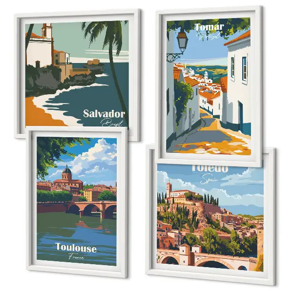 Wanddeko-Set mit Retro-Stadtgrafiken
