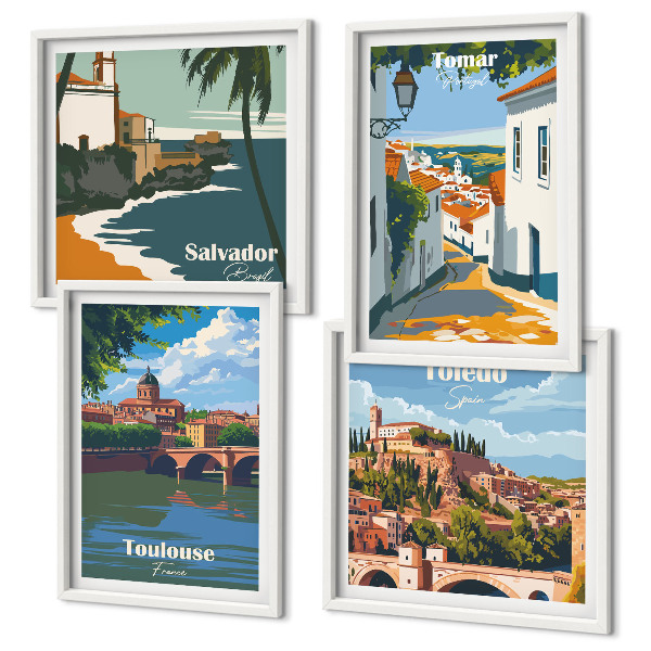 Wanddeko-set Retro-Stadtgrafiken
