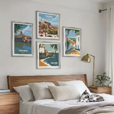 Wanddeko-Set mit Retro-Stadtgrafiken