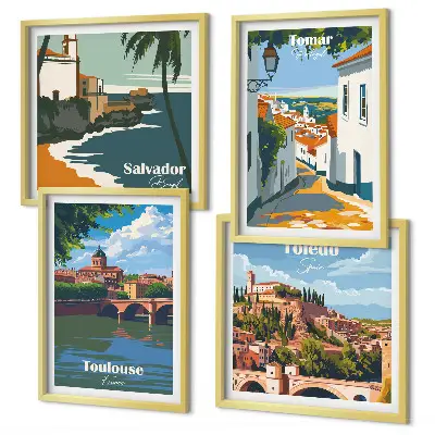 Wanddeko-Set mit Retro-Stadtgrafiken