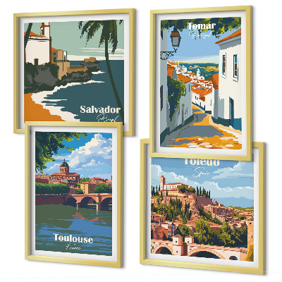 Wanddeko-set Retro-Stadtgrafiken