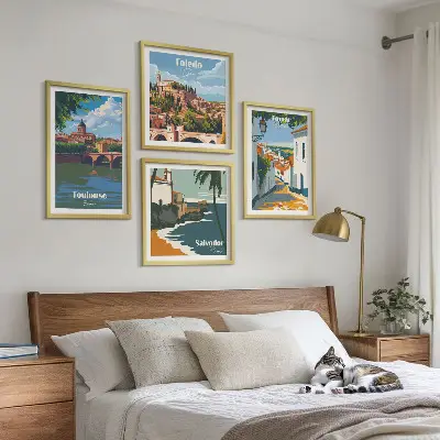 Wanddeko-Set mit Retro-Stadtgrafiken