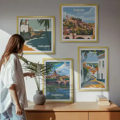 Wanddeko-Set mit Retro-Stadtgrafiken