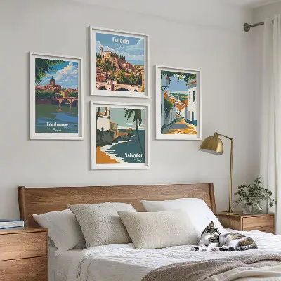 Wanddeko-Set mit Retro-Stadtgrafiken