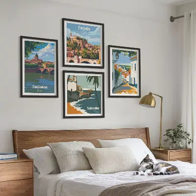 Wanddeko-Set mit Retro-Stadtgrafiken