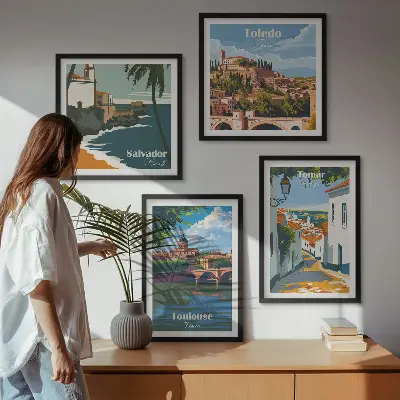 Wanddeko-Set mit Retro-Stadtgrafiken