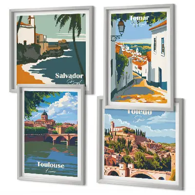 Wanddeko-Set mit Retro-Stadtgrafiken