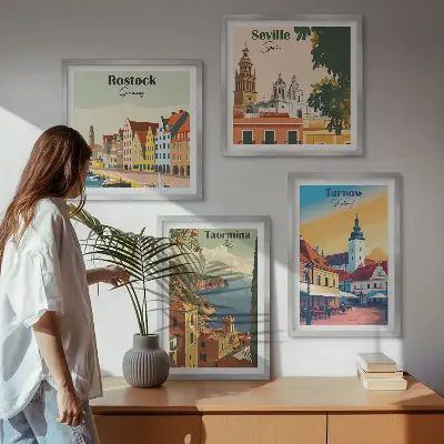 Architektur der Küstenstädte als Polyptychon mit Rahmen