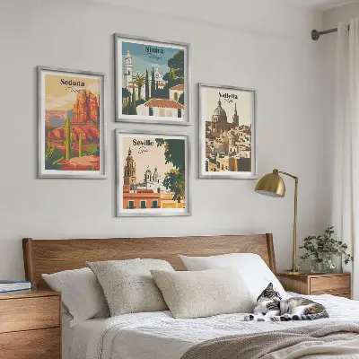 Wanddeko-Set Retro-Stadtansichten von Sedona und Sintra