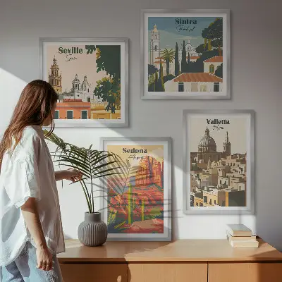 Wanddeko-Set Retro-Stadtansichten von Sedona und Sintra