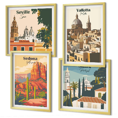 Wanddeko-set Retro-Stadtansichten Sedona Sintra