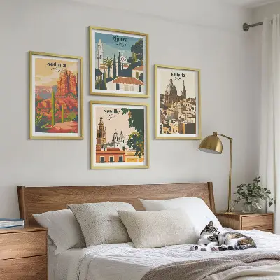 Wanddeko-Set Retro-Stadtansichten von Sedona und Sintra