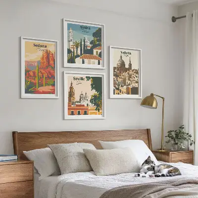 Wanddeko-Set Retro-Stadtansichten von Sedona und Sintra