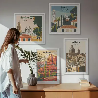 Wanddeko-Set Retro-Stadtansichten von Sedona und Sintra