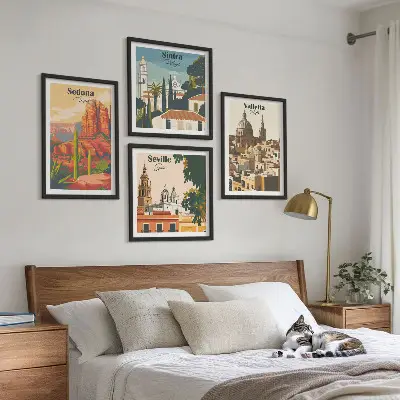 Wanddeko-Set Retro-Stadtansichten von Sedona und Sintra